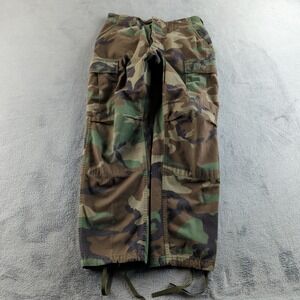 Vintage 80s US Military Pants Mens Small Short Woodland Camo BDU Combat Cargo